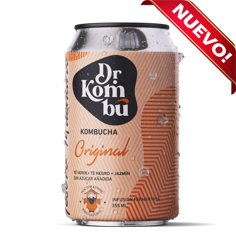 Kombucha sabor Original - Té Verde + Té Negro + Té Jazmín. 12 Latas 355cc